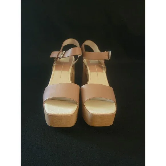 Dolce Vita Elly Platform tan leather ankle strap block heal size 10 Boho Anthro - Picture 2 of 10